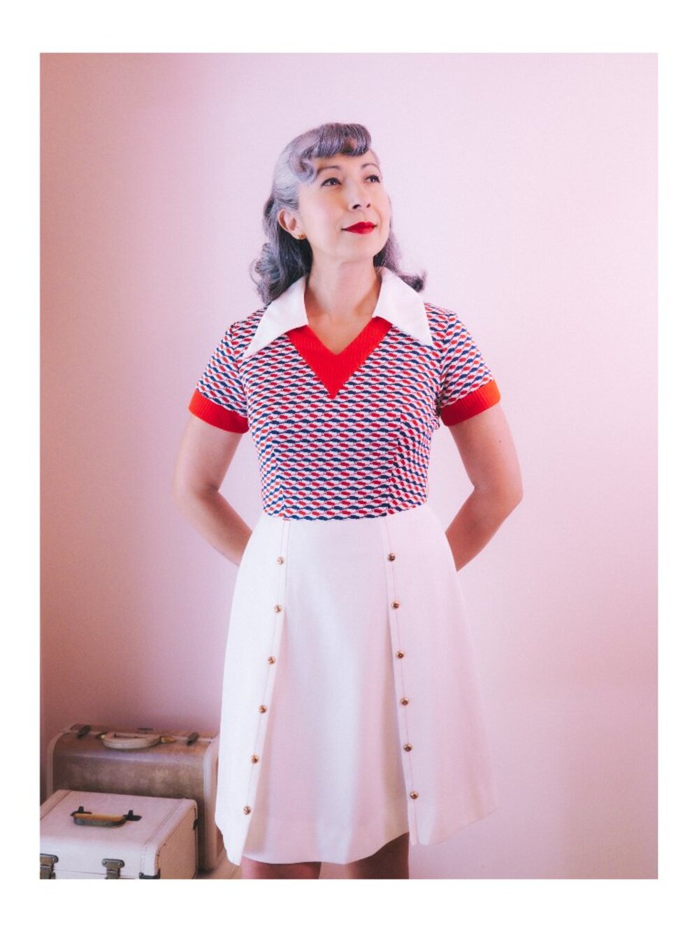 Retro 1970s Red White & Blue Dress